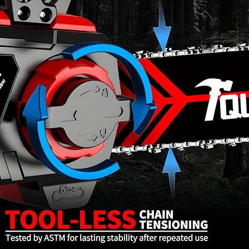 Miniatura 6 de Sierra de cadena eléctrica inalámbrica de 21 V, potente motosierra sin escobillas de 12 pulgadas para cortar madera, podar árboles y mucho más