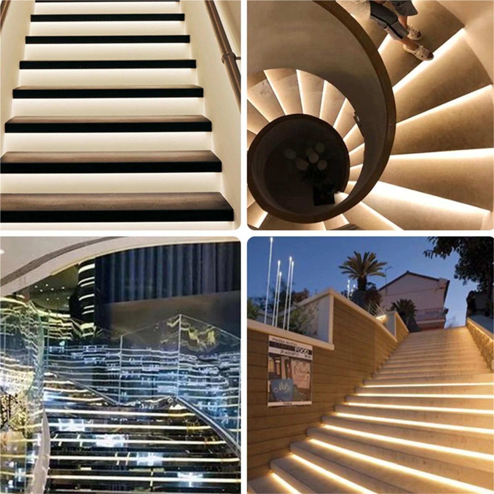 Sensore di movimento PIR COB striscia luminosa a LED 10-20 gradini controller intelligente dimmerabile non necessita fili saldatura for la lampada della scala in esecuzione(16pcs 3000K COB)
