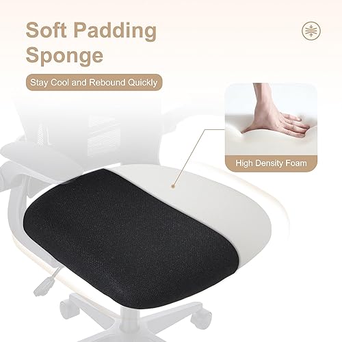 Miniatura 6 de HOOOWOOO Silla de oficina en casa de malla con reposabrazos abatible, silla de escritorio ergonómica moderna con soporte lumbar, respaldo