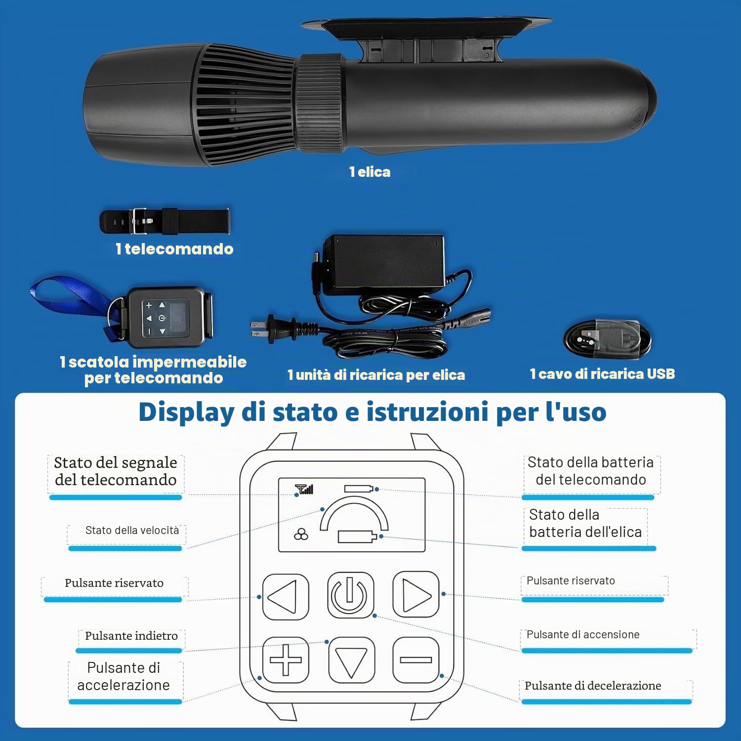 Motore per Paddle Board 500W Elica Brushless Batteria 10000mAh Telecomandato
