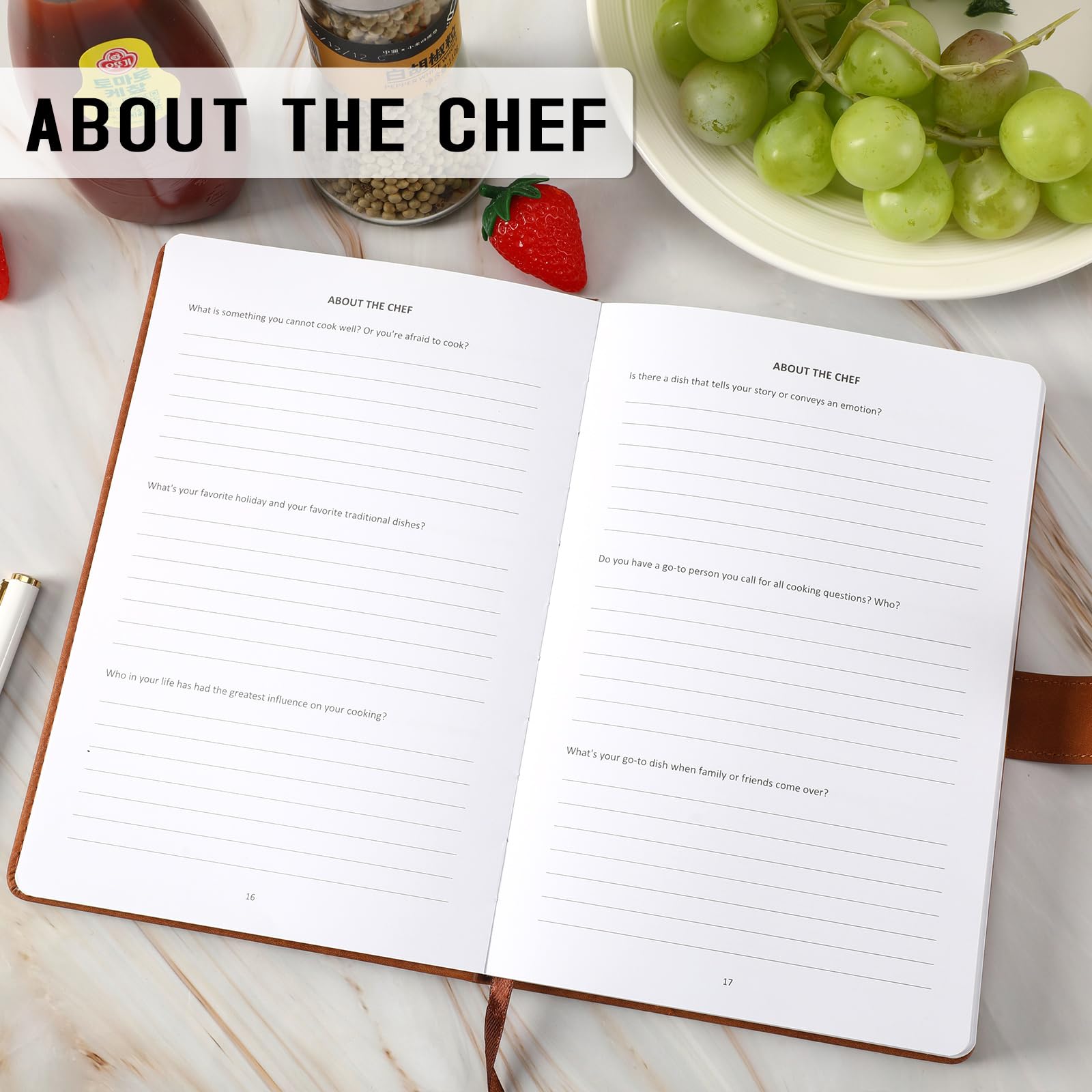 JULEASEL Leeres Rezeptbuch zum Einschreiben eigener Rezepte, Ledereinband, dickes Rezeptsammelbuch mit 236 Seiten, leeres Kochbuch für Familienrezepte, einzigartiges Andenken, Geschenk für