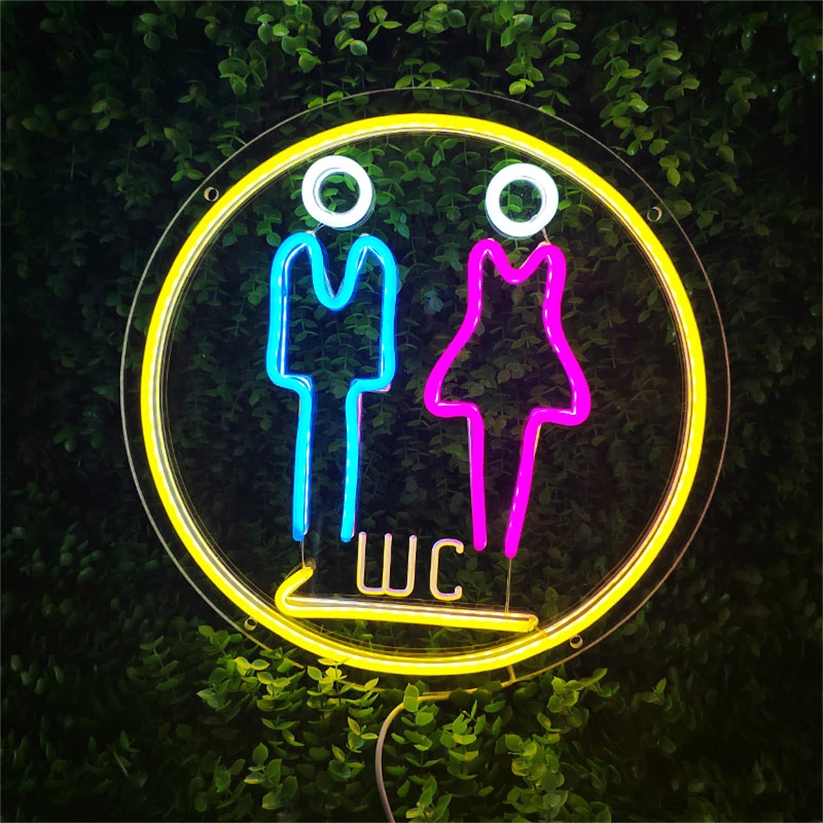 Toilet Men Left Women Right Insegna Luminosa Personalizzabile, Luci al Neon alimentate Tramite Plug-in Personalizzate con dimmer, per Bar Mall Night Club WC Toilette Guida Decorazi