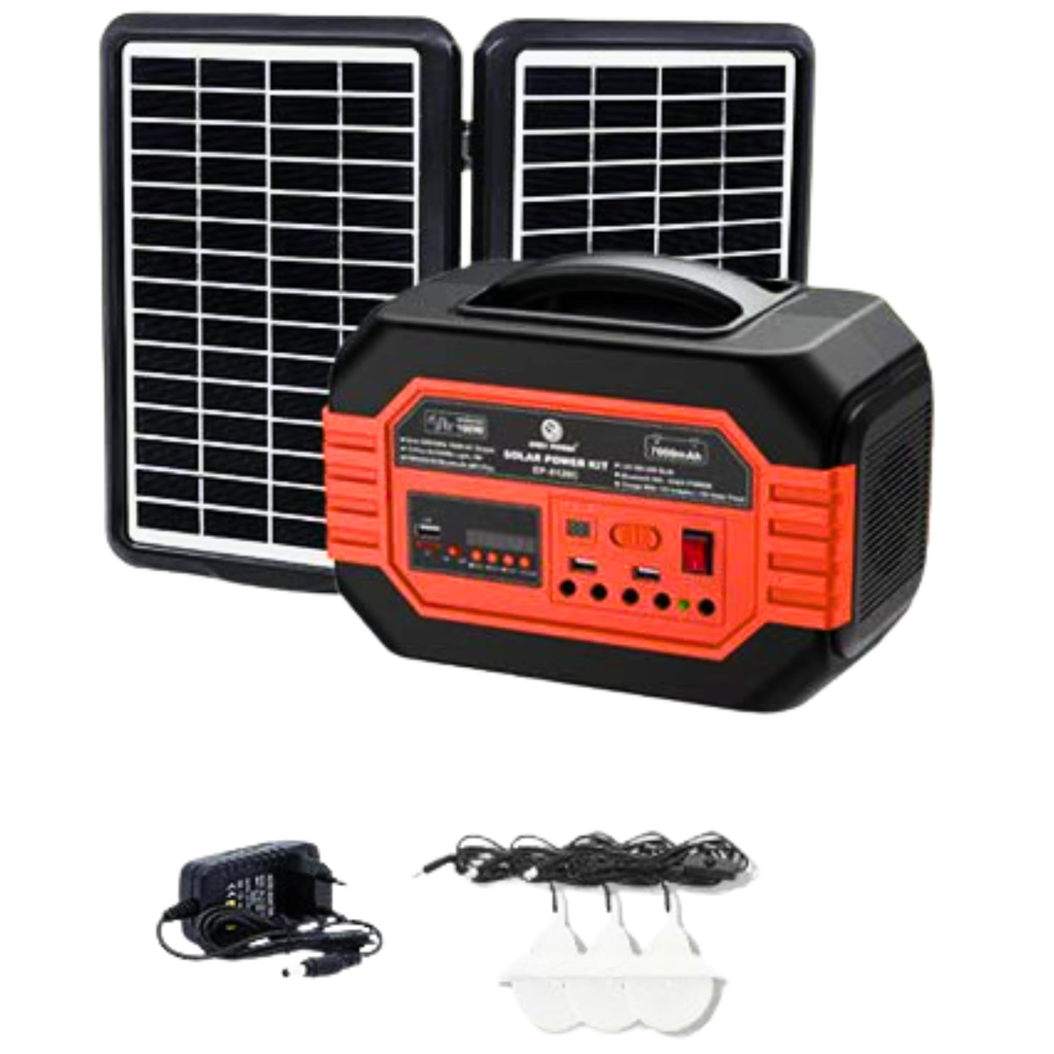 Drumstone 𝟓+𝟓 YEAR 𝐆𝐔𝐀𝐑𝐀𝐍𝐓𝐄 Portable 100W Solar Power Generator for Home & Camping, Emergency Lighting System with Solar Panel, Torch, Power Bank, Bluetooth Speaker BLACK-image-16