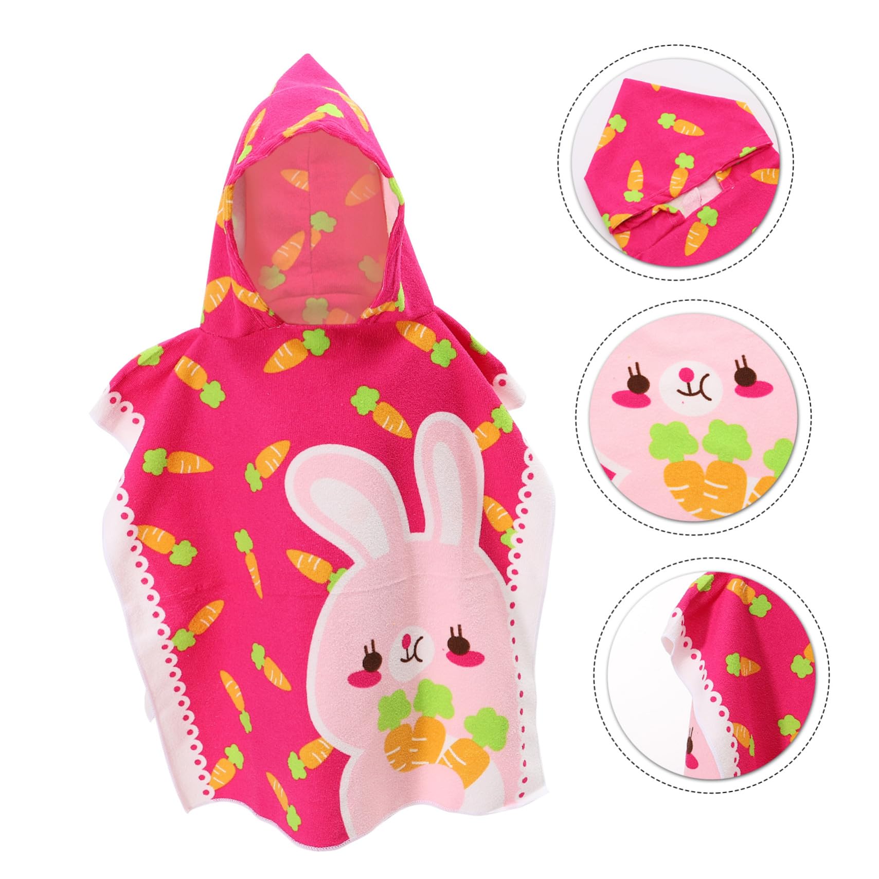 STOBAZA 3pièces Serviette De Plage à Capuche pour Garçon Fille Serviette De Bain Carrot Douce Et Absorbante pour Piscine Et Plage Motif Adorable
