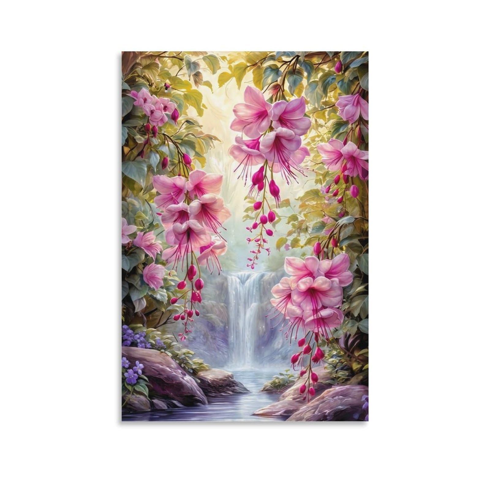 DHBANEIOK Fantasy Flower Garden Wall Decor Poster Canvas Prints Picture Modern Wall Art Picture Wall Hanging for Bathroom Wall Decor 20x30inch(50x75cm)