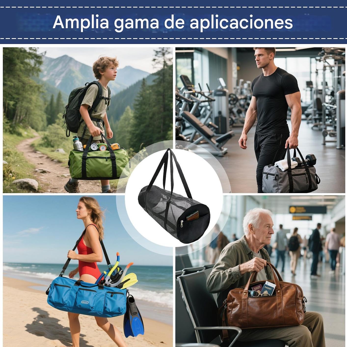 Genérico De Buceo, De Malla para Snorkel, De Red Secado Rápido con Cremallera Y Correa para Viajes De Buceo Playa Deportes Lavandería