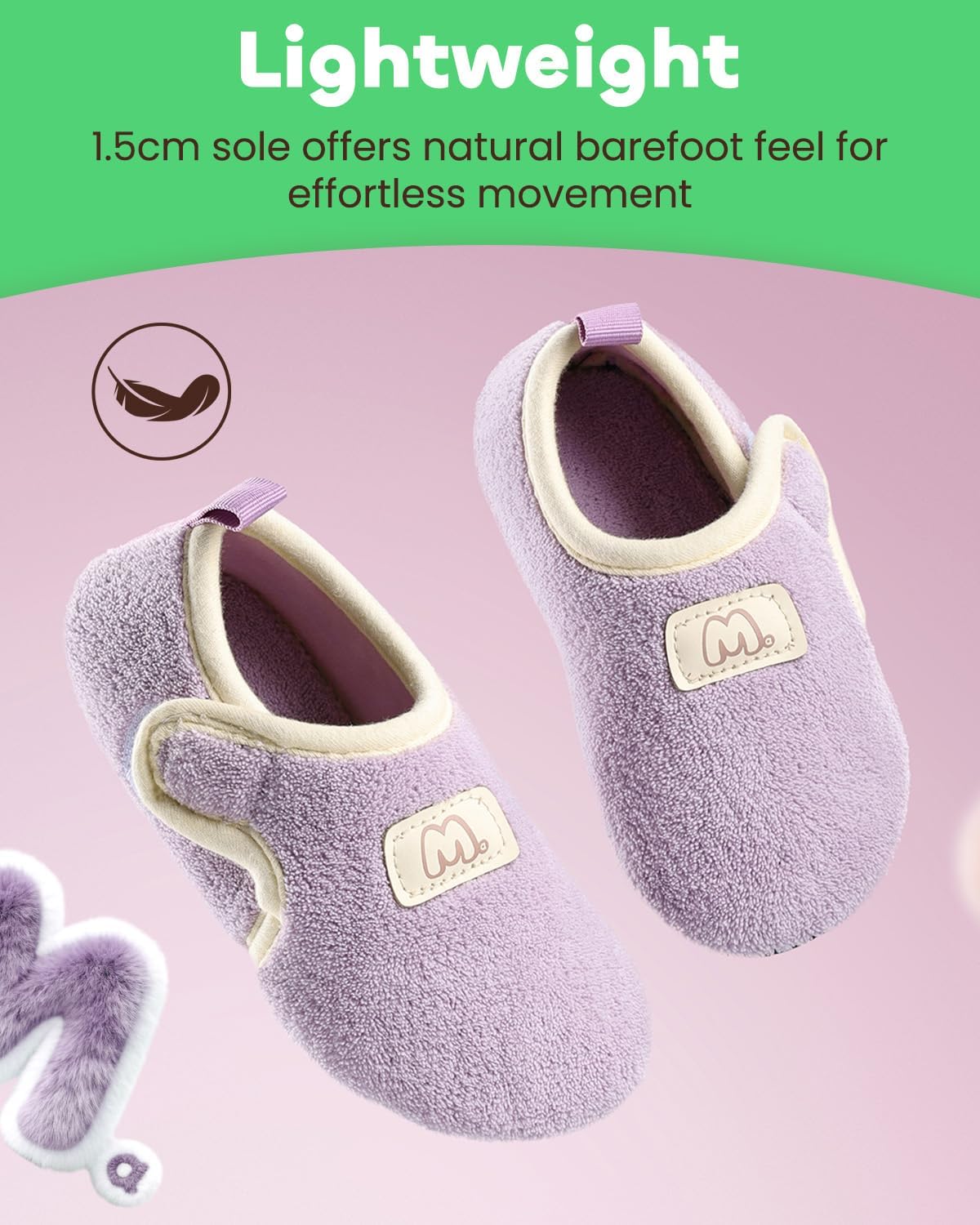 Drecage Toddler Kids Slippers for Boys and Girls, Non-Slip Kids House Shoes