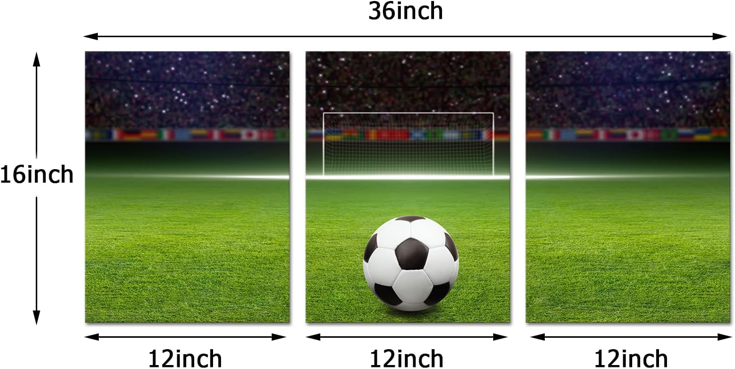 Soccer Decor Football Canvas Wall Art Modern Artwork for Bedroom Living Room and Office Wall Decoration Stretched and Framed Easy to Hang 12''x 16''x 3 Panels - Image 9