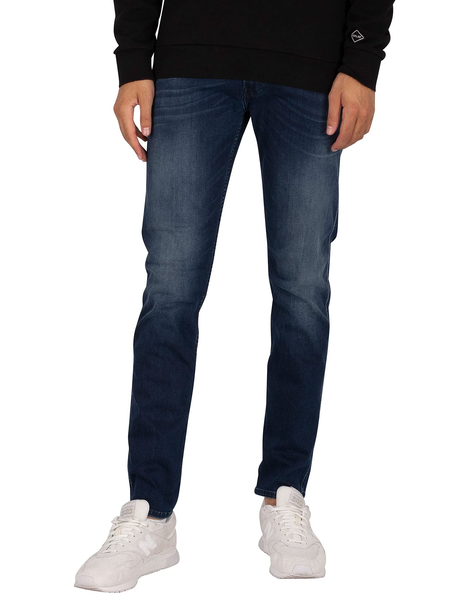 REPLAY Herren Jeans Anbass Slim-Fit mit Power Stretch, Blau (Dark Blue 007), 31W / 30L