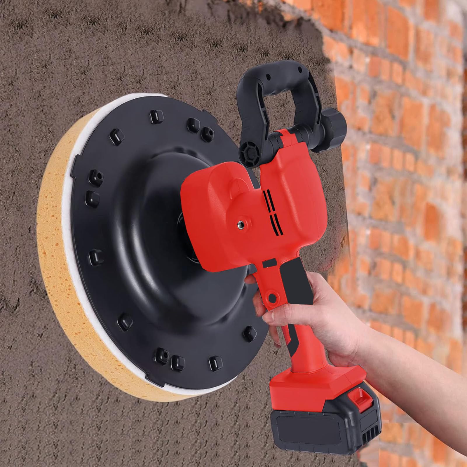 Paleta EléCtrica para Alisar Paredes, Paleta para Masilla de Cemento y Mortero de Yeso de 0-200 Rpm, Paleta para Mortero de Cemento con Velocidad Ajustable de 6 Velocidades,twobatteryversion