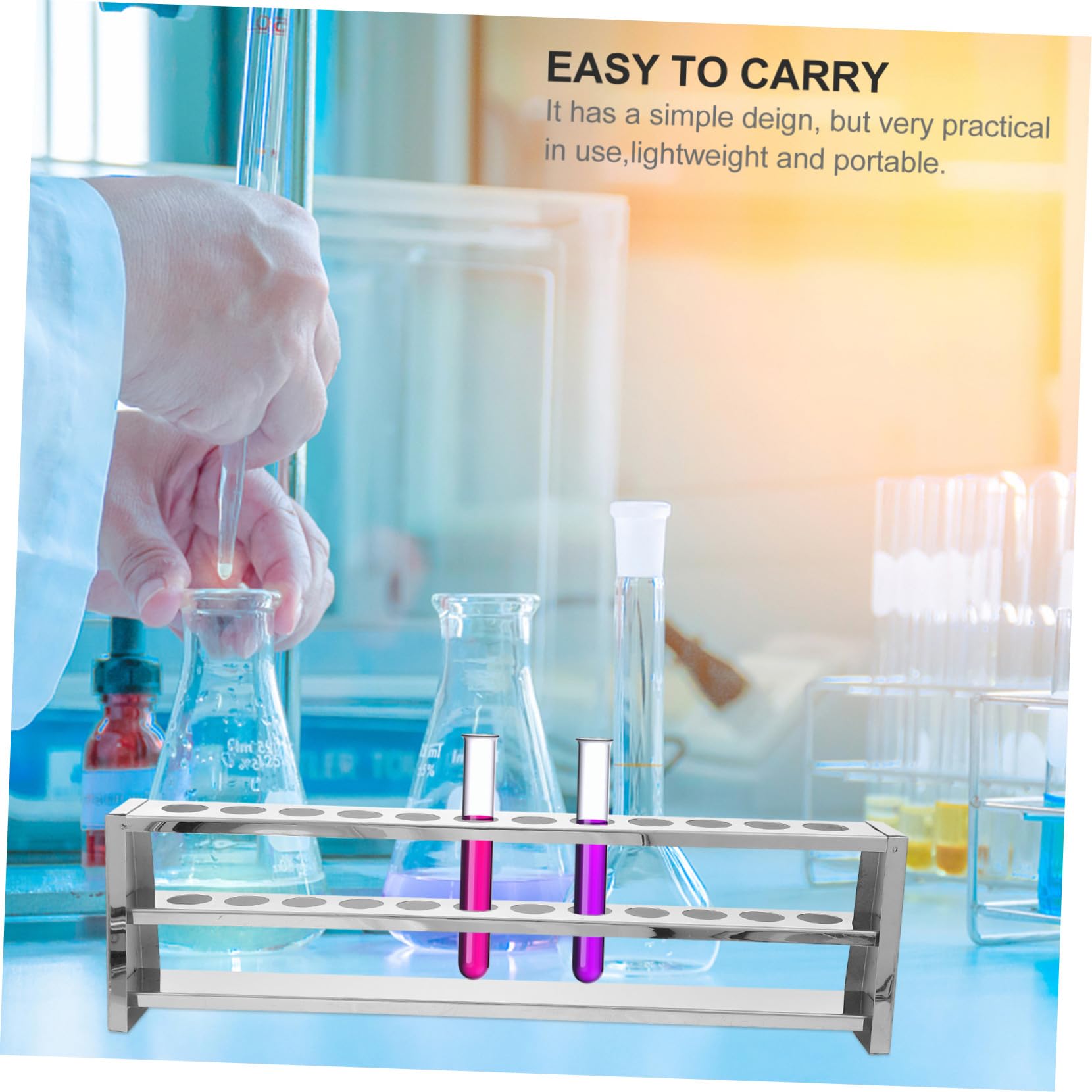 Cabilock Porta Tubos de Ensayo de Acero Inoxidable Estantería para Tubos de Ensayo para Laboratorios Soporte Versátil para Experimentos Científicos