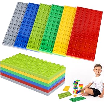 Building Plate for Building Blocks Pack of 12 19 x 9.5 cm Large Base Plate Compatible with Large Building Blocks of All Leading Brands 12 Pieces - 6 Colours