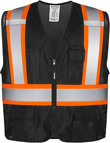 Vista 42 de KAYGO Safety Vest with Pockets - High Visibility Reflective Vest ANSI Class 2 Construction Vest Azul cielo,Amarillo,Naranja,Rosa,Negro - nuevo