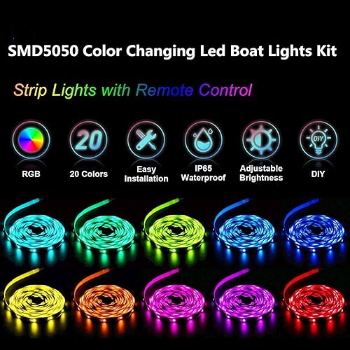 Miniatura 2 de Tira de luces LED para barco, luces marinas de barco pontón de 16.4 pies, luces impermeables para cubierta de barco, luces interiores de barco