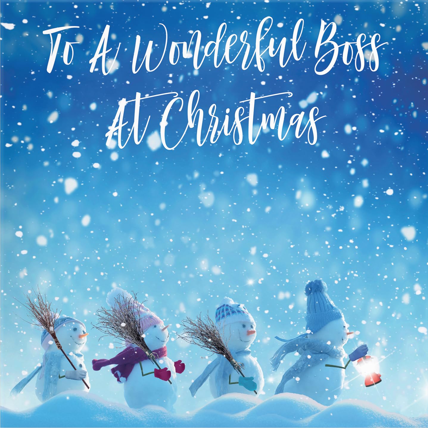 Hunts England - Large Boss Christmas Card - To A Wonderful Boss At Christmas - Snow People Collection - Large - 210 x 210 mm - Fun Card - Image 2