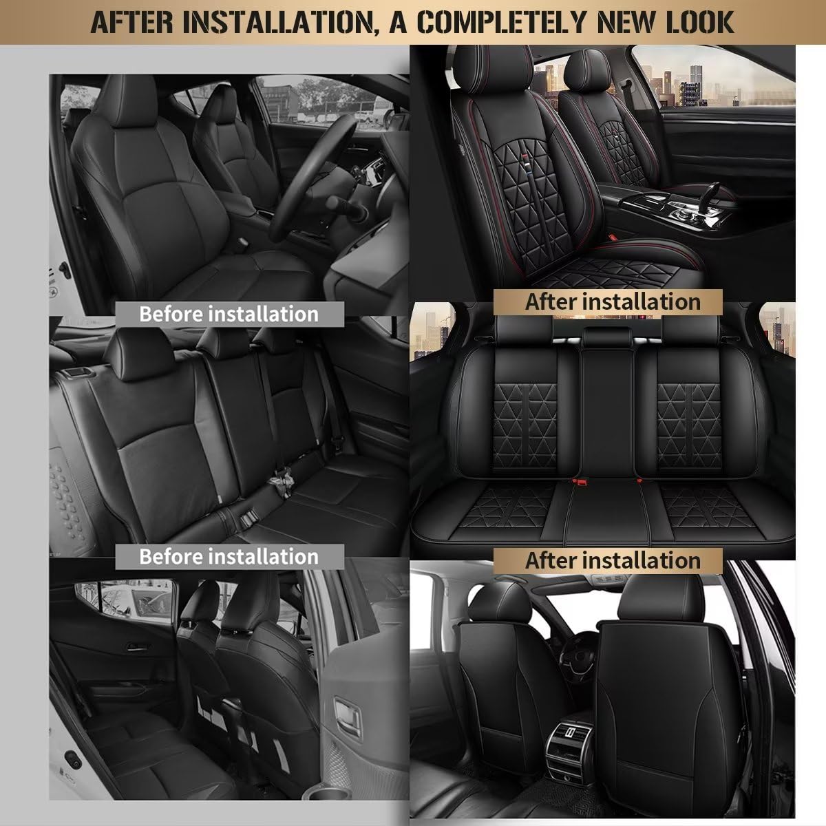 DISUTOGO Car Seat Covers Full Set Fit for Mazda CX9 20072024 Faux Leather Waterproof CX9 Seat