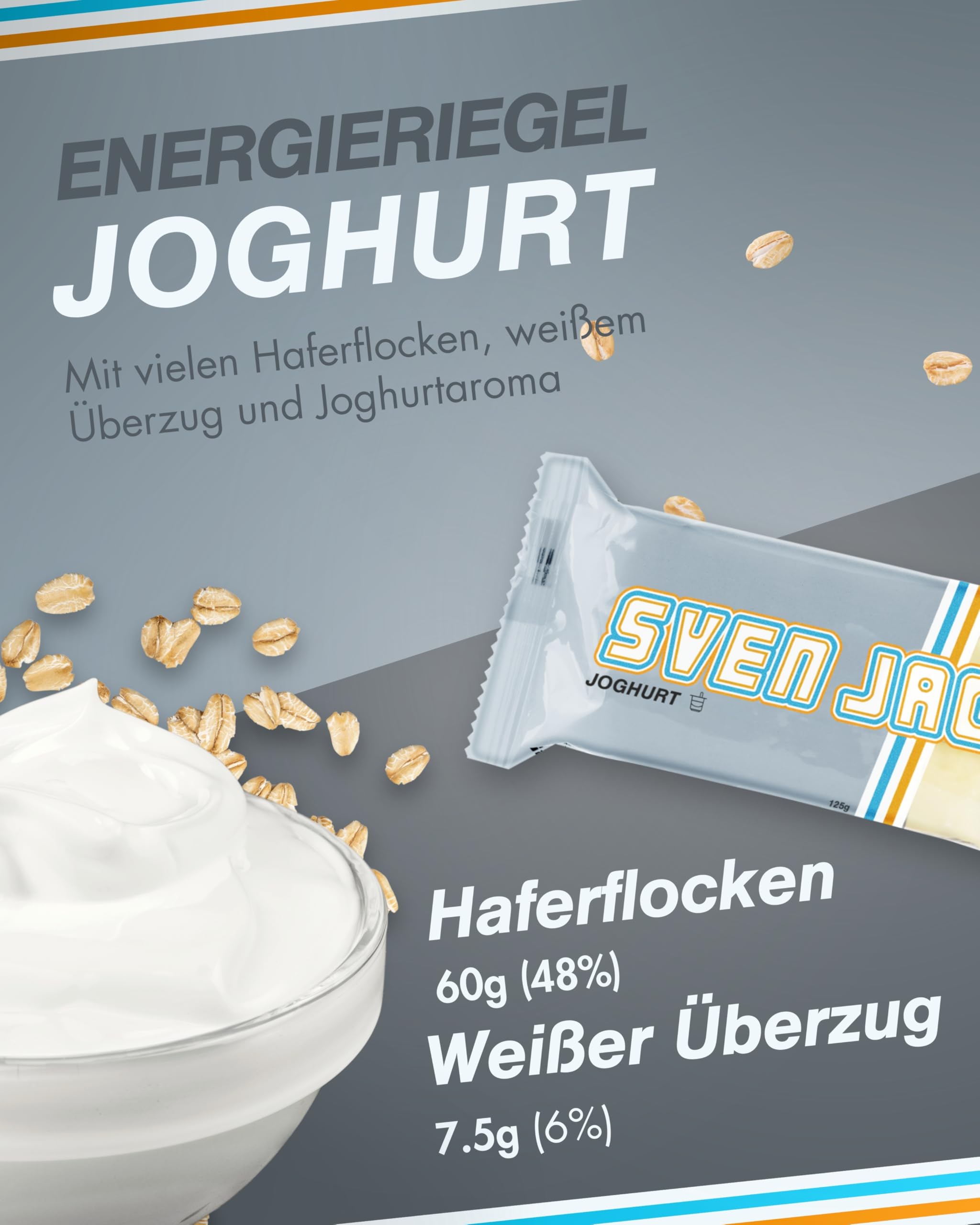 Sven Jack (Energy Cake) Haferriegel Joghurt 24x 125g I Original Haferflocken Energieriegel mit Joghurt & Glasur I Veganer Haferriegel I Langkettige Kohlenhydrate & wenig Zucker I Müsliriegel