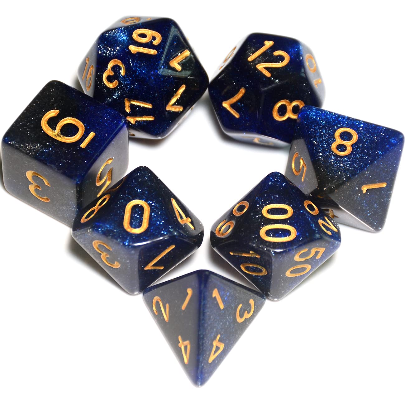 7Pieces DND Dice Set (Blue Black)