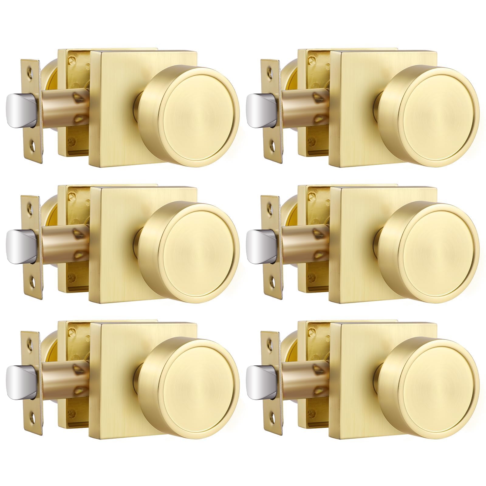 Haidms Gold Passage Door Knobs Interior, Heavy Duty Zinc-Alloy (6 Pack)