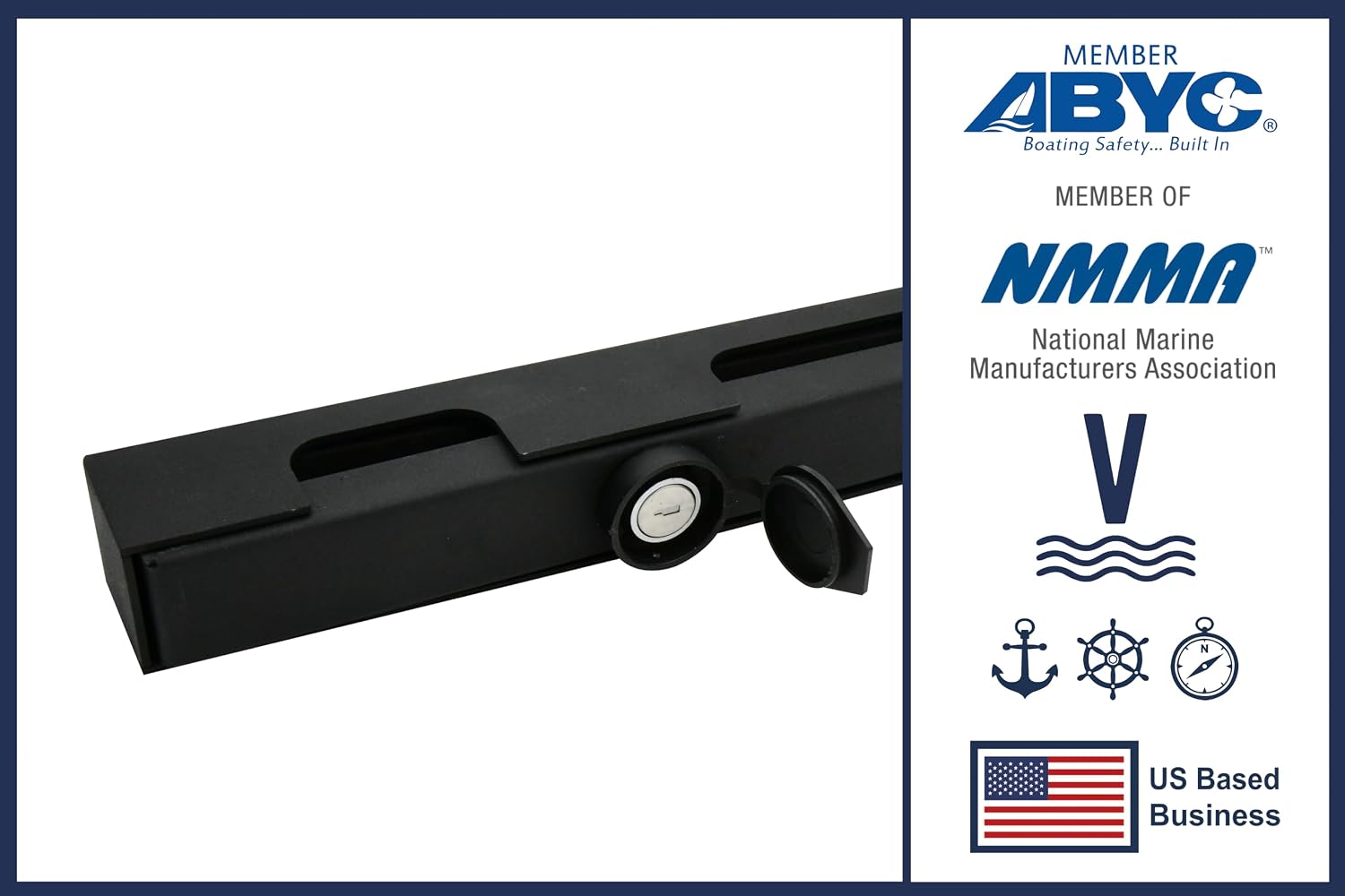 Vinland Marine Stainless Steel Matte Black Outboard Motor Lock Bar 12" long, trolling motor lock, small outboard motor lock, boat motor lock, outboard lock, outboard engine lock