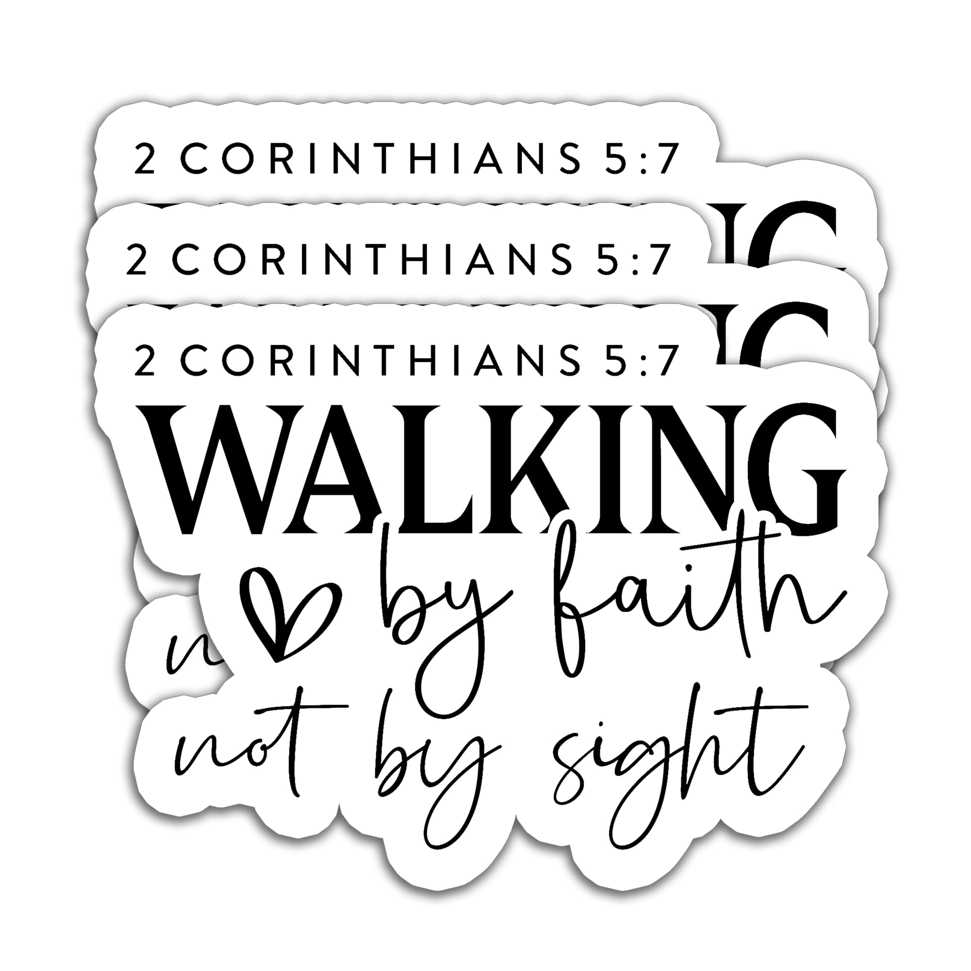 (3PCS) Walk by Faith Not by Sight Sticker, Bible Verse 2 Corinthians 5:7 Stickers Decals Decor Books, Laptops, Tumblers, Water Bottles, Bible Verse