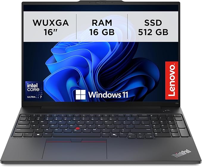 Lenovo - Notebook 16 Pollici ThinkPad E16 Gen 2, PC Portatile Professionale Windows 11 Pro, Intel Core Ultra 7 155H, RAM 16GB DDR5, 512GB SSD NVMe - Laptop Grafica Intel, Computer Audio Dolby