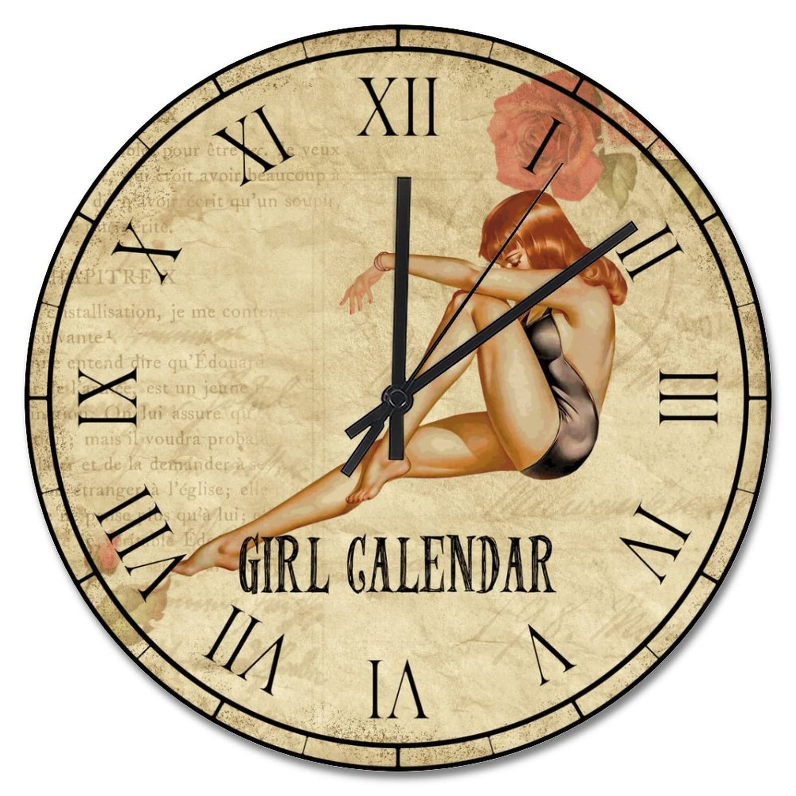 Horloge murale rétro Paris en bois de 38 cm décorative pour un salon vintage