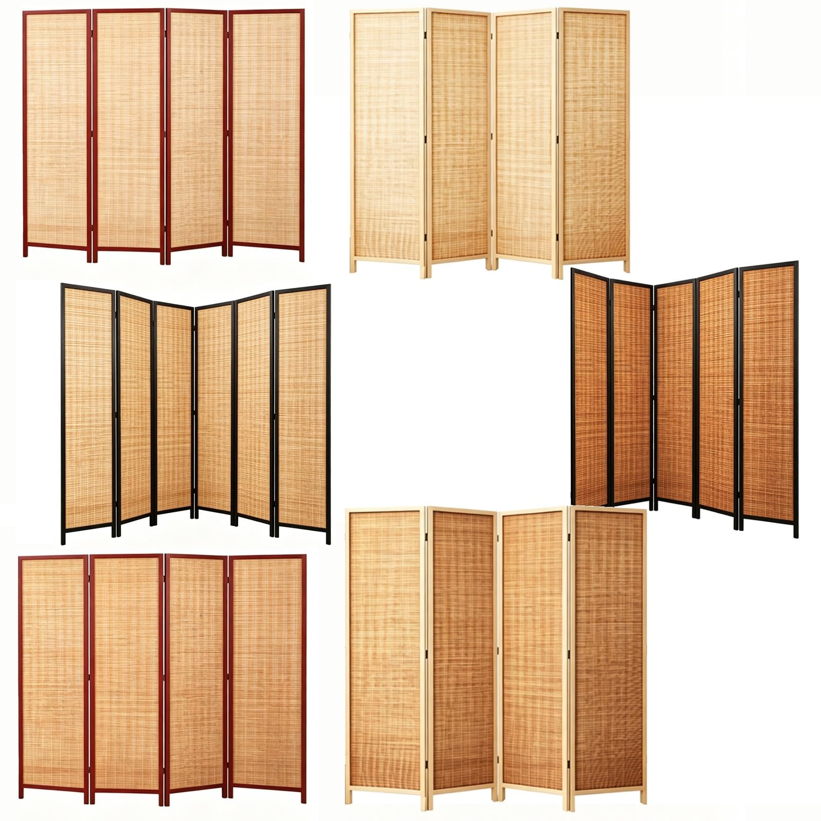 Écran de confidentialité pliable double face en bambou isolant visuel pour studio et salon
