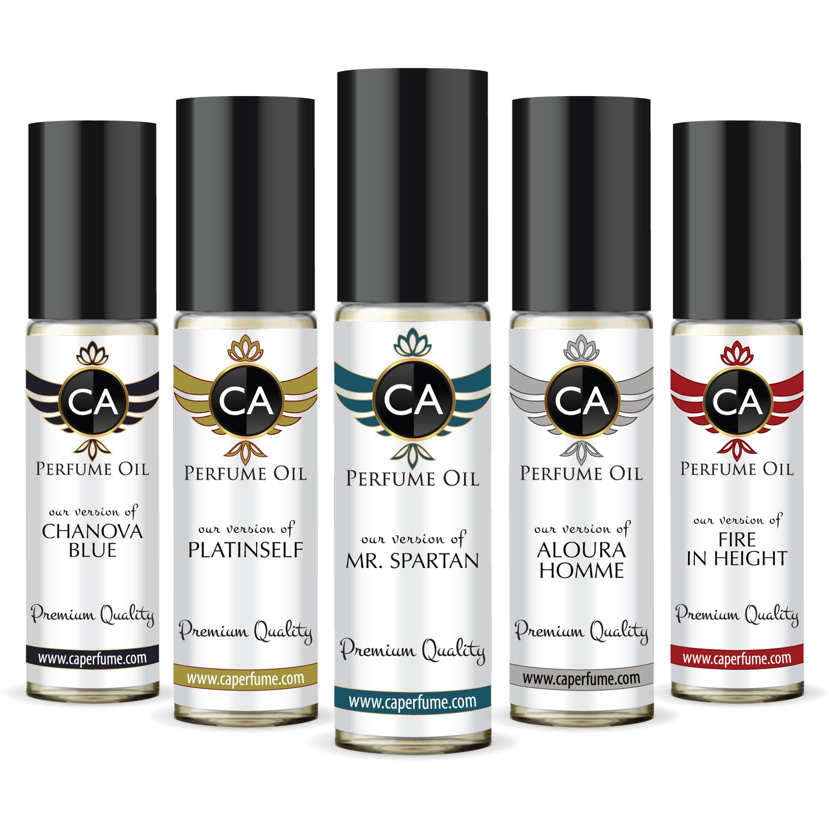 CA Perfume All Time Classic Men Set Impression of (Chanova Blue, Platinself, Mr. Spartan, Aloura Homme, Fire in Height) Fragrance Body Oil 10ml x 5