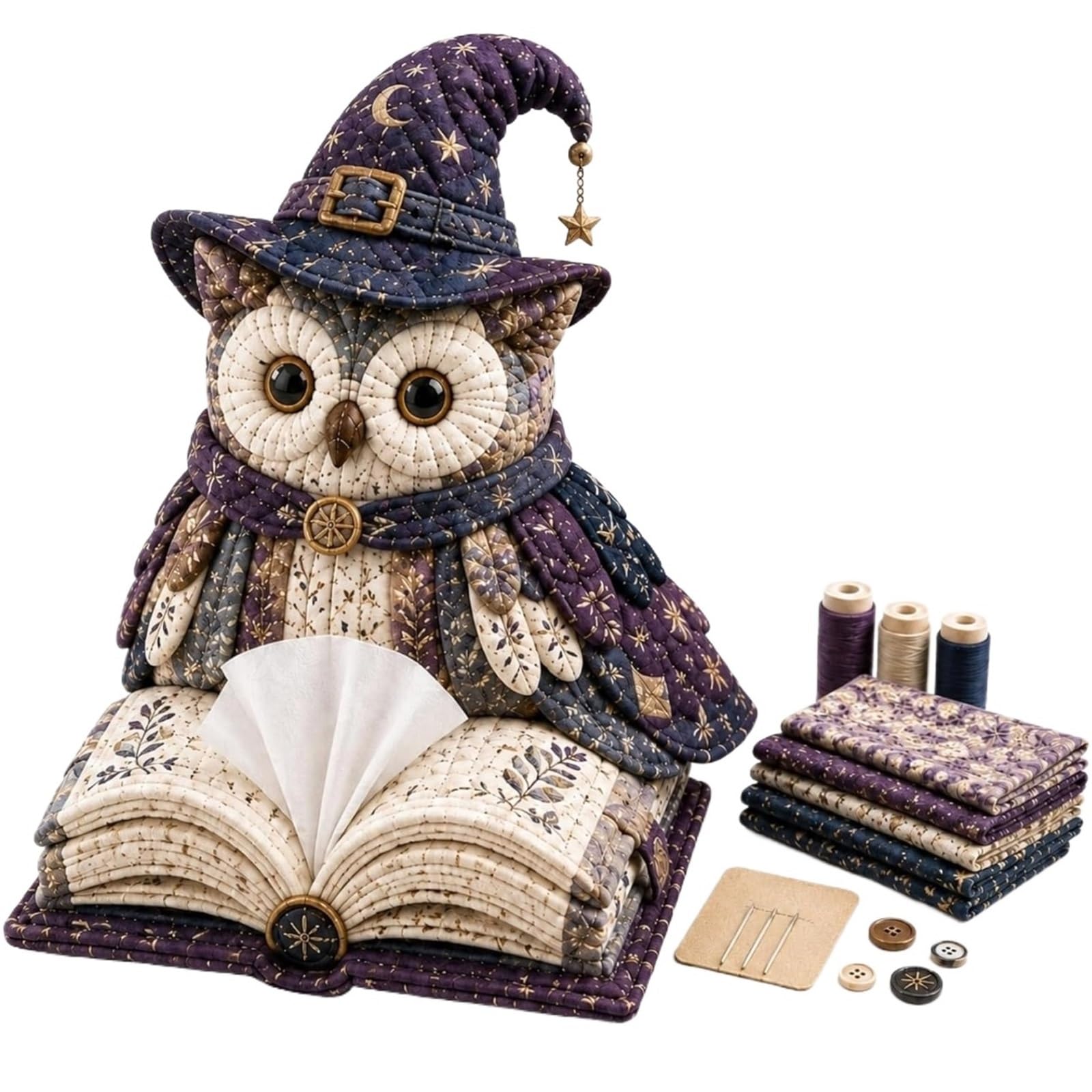 Qazwzg Color 1 Wise Owl Quilted Tissue Box Diy Sewing Kit Wise Owl Quilted Tissue Box Diy Sewing Kit, Patchwork Animal, Handmade Owls
