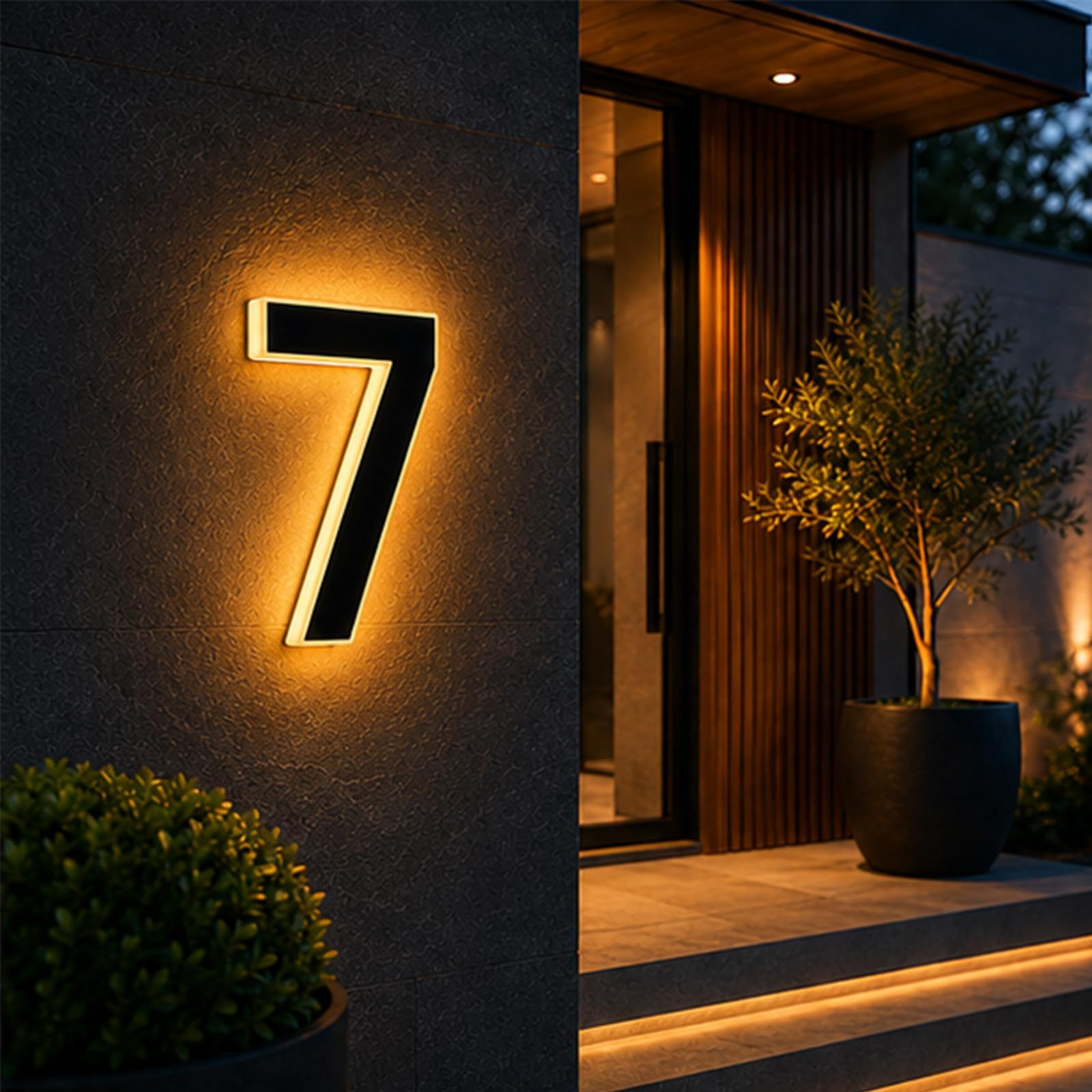 2026 New Solar House Numbers for Outside, LED Illuminated Address Sign, Dusk to Dawn Auto On/Off, IP65 Waterproof Lighted House Numbers, No-Drill Adhesive or Screw Mount for House, Garage, Fence