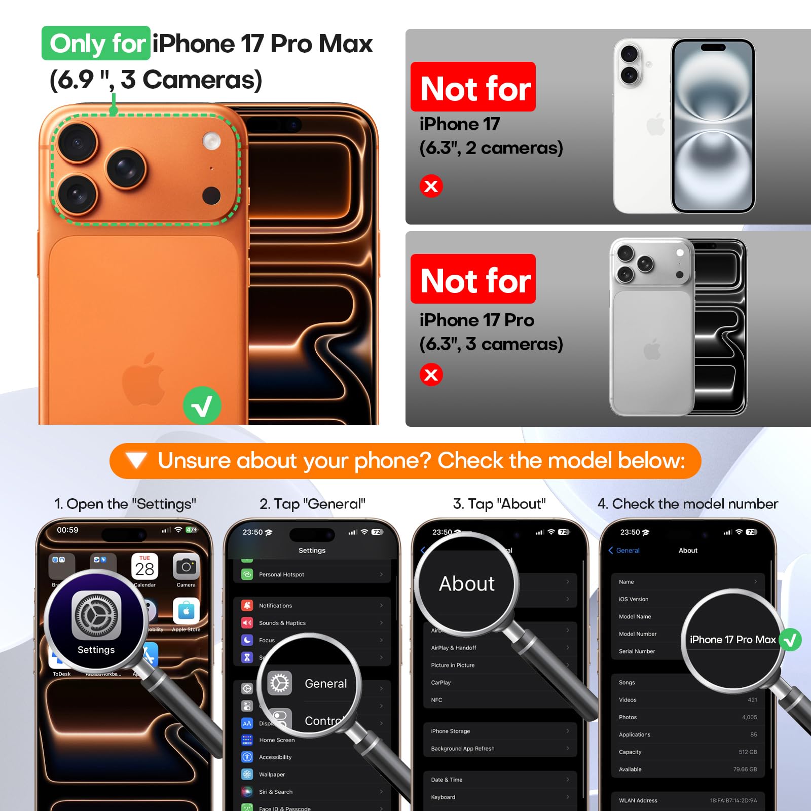 Funda magnética para iPhone 17 Pro Max, silicona gruesa, color