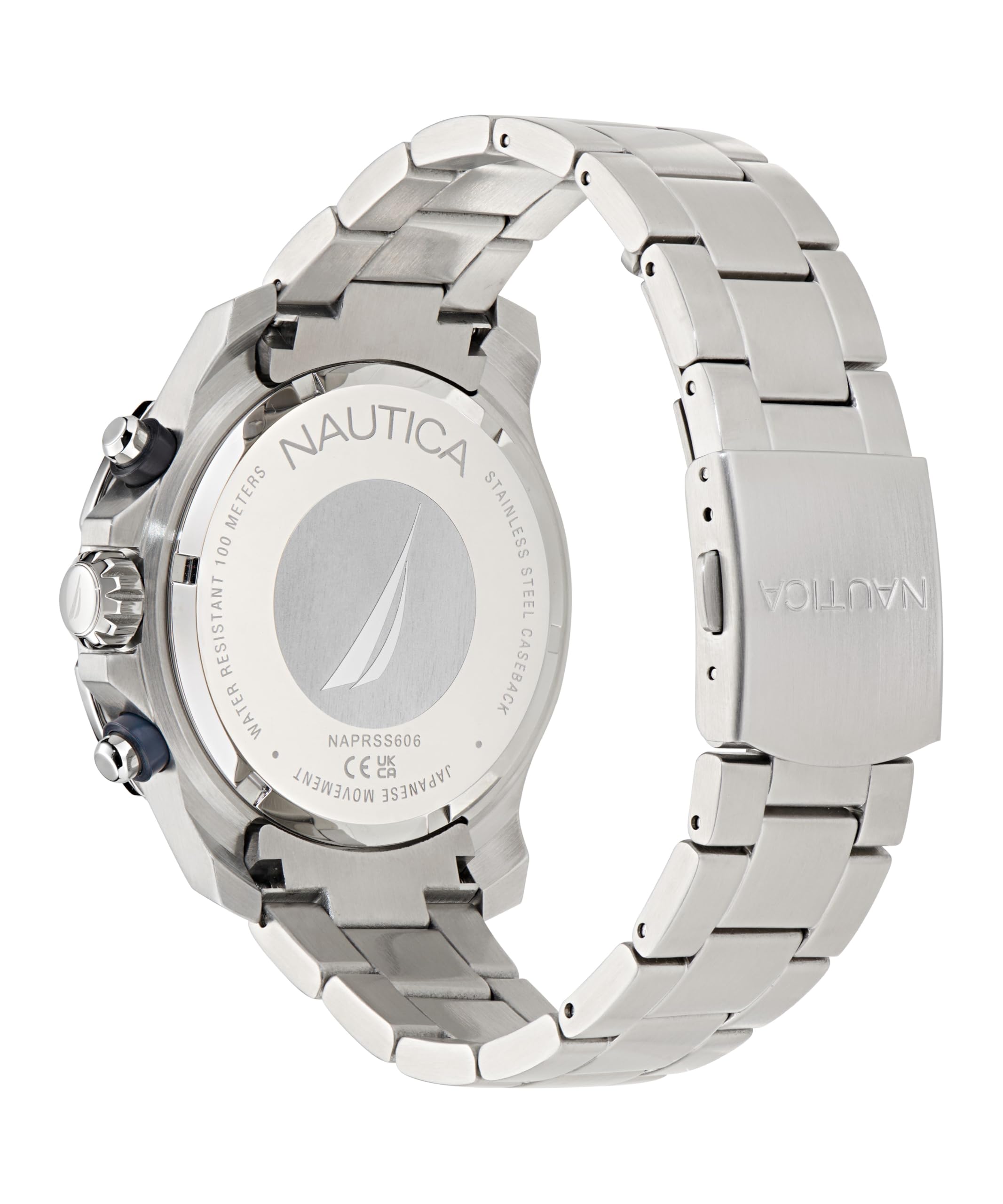 Nautica Riding Sail NAPRSS606 - Reloj de Pulsera de Acero Inoxidable con Correa de Silicona Azul para Hombre