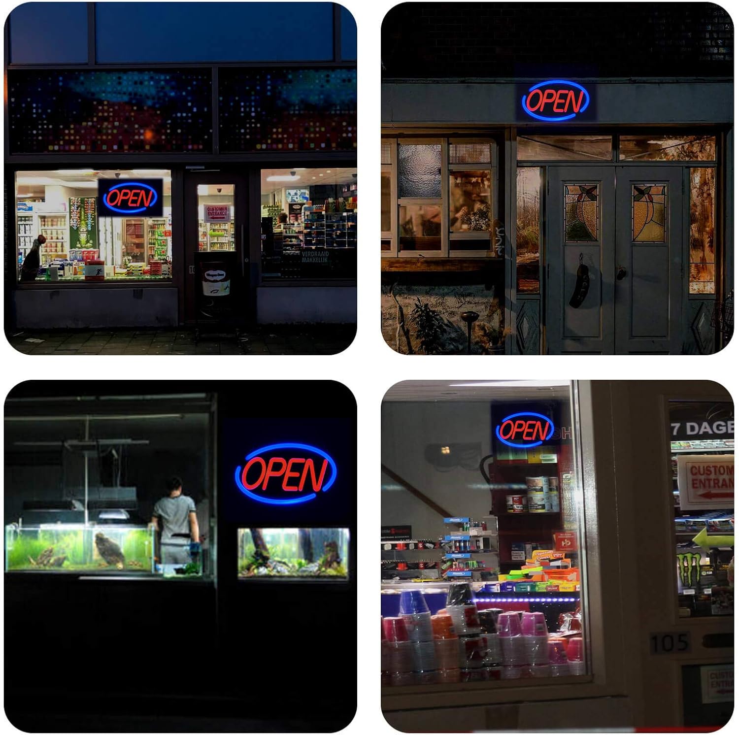 LED Business Neon Open Sign - Bright Display Store Sign,24 x 12 inch Larger Size Inksilvereye (Red/Blue) : Office Products