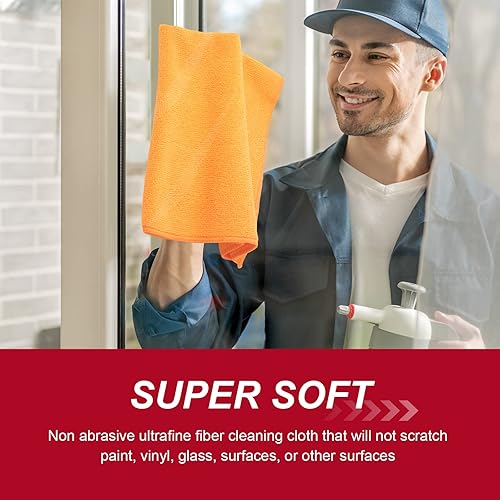 Miniatura 6 de 200 Piezas Paños de Limpieza de Microfibra de 16x16 Pulgadas Toallas de Microfibra para Automóvil Ultra Absorbentes Trapos de Limpieza Reutilizables