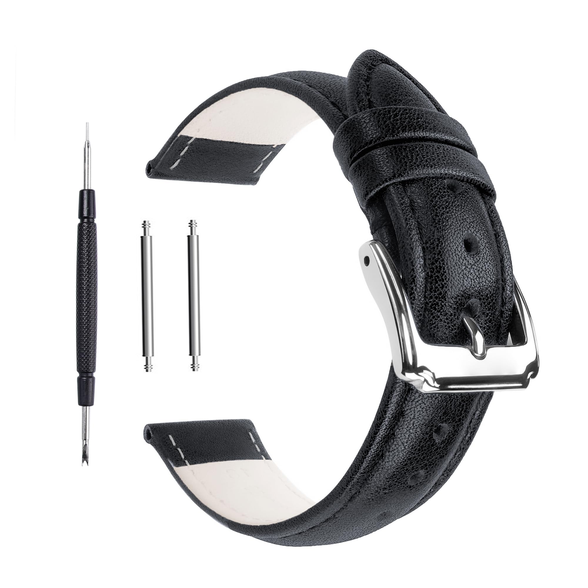14mm 16mm 18mm 20mm 22mm Calf Leather Watch Band, Extra Soft Watch Strap for Men Women