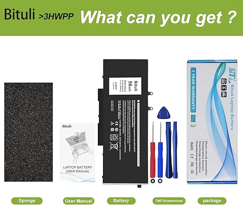 Miniatura 6 de 3HWPP - Batería de repuesto para Dell Latitude 5410 5510 5501 5401 5411 5511 Precisión 3541 3551 7706 2 en 1 17 7500 7506 2 en 1 negro 03HWPP 10X1J
