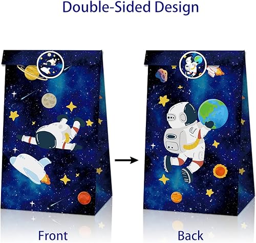 Miniatura 2 de COSFAN Paquete de 12 bolsas de regalo para el espacio exterior, planeta sistema solar, bolsas de regalo de astronautas con temática de