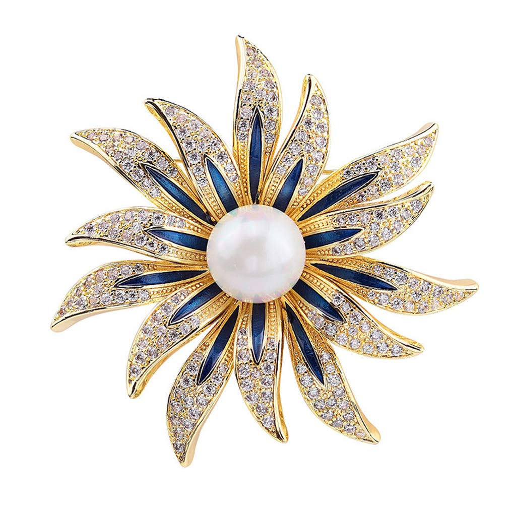 AUGTIGERBrooch Pins for Women Girls Fashion Flower Crystal Rhinestone Pearl Jewelry