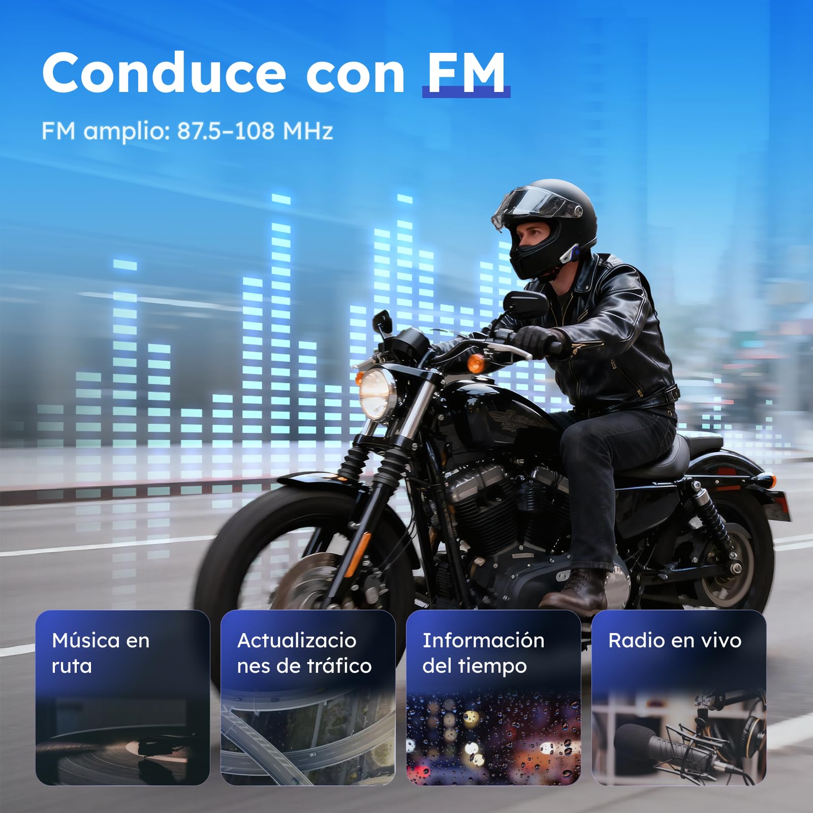 MAXRUNON D9 Intercomunicador Casco Moto para Motocicletas, 2 Vías Intercomunicador Bluetooth 5.3, Cancelación de Ruido CVC/DSP, Multitarea 1000 mAh, Emparejamiento Universal, FM, IPX5-2 Pack