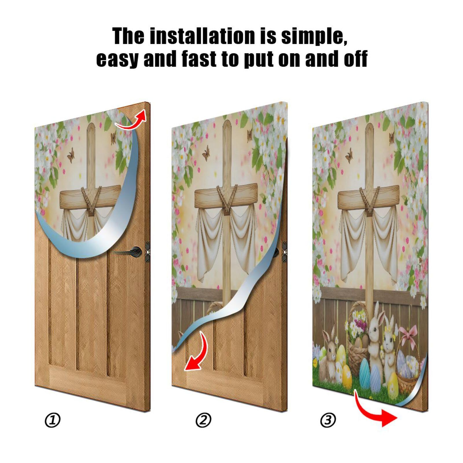 FLildon Spring with Easter Bunnys Door Cover Decoration, Party Accessory Porch Decor for Festive Ornament Room Door Covers 36 x 98 Inch