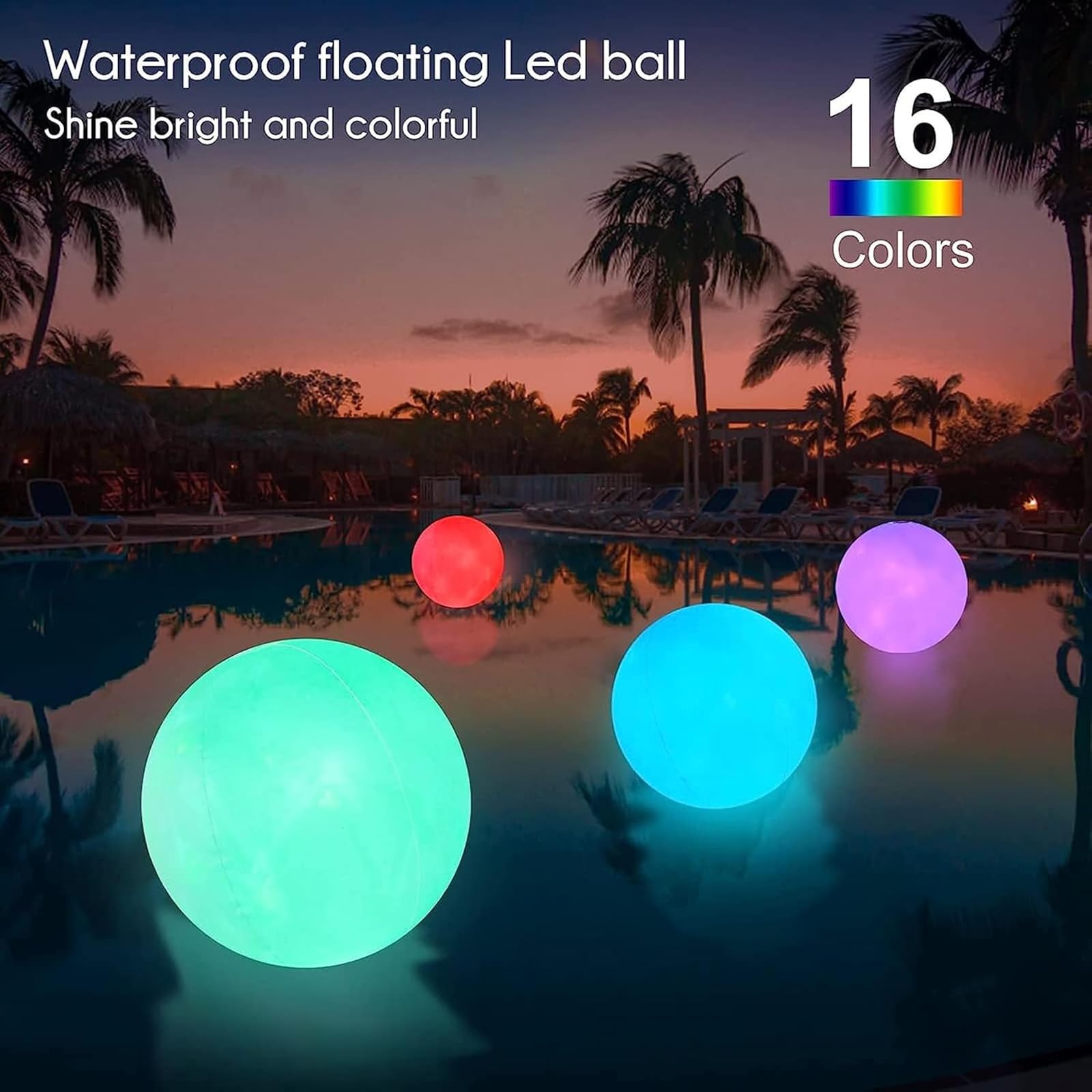 DAZZTIME Lampe Flottante Piscine,2 Pièces Boule Lumineuse Piscine Flottante,Plage Gonflable À LED,Ballon de Plage Gonflable,pour Fête,Maison,Errasse