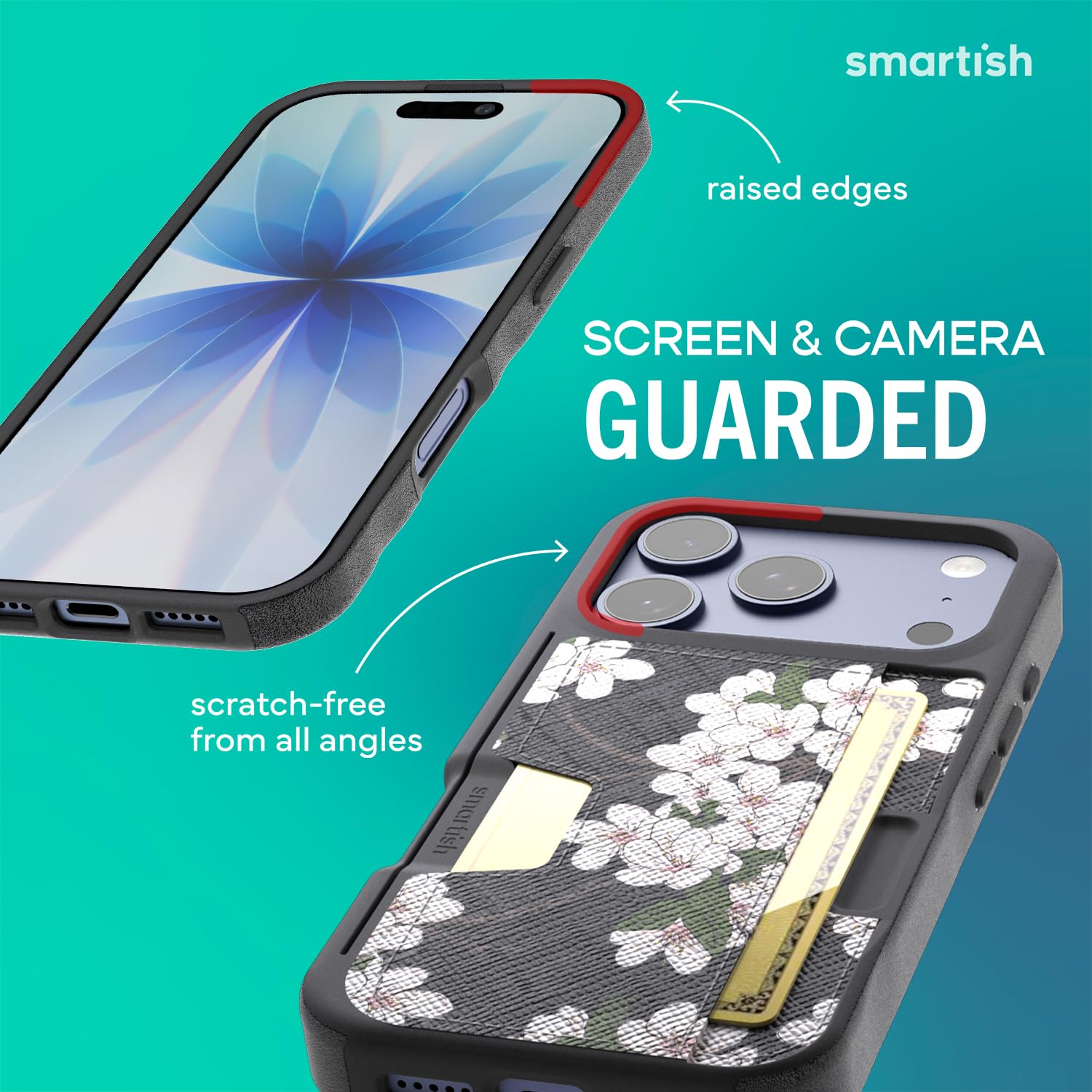 Smartish® Custodia a portafoglio per iPhone 17 Pro - Portafoglio Slayer Vol. 2 [Sottile + protettivo] Porta carte di credito con supporto - Custodia con slot per carte nascosto a prova di caduta per