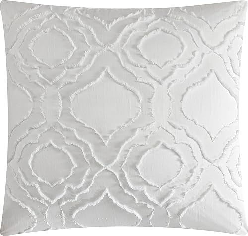 Miniatura 10 de Chic Home Jane - Juego de edredón blanco en una bolsa, tamaño Queen (5 piezas), ropa de cama de poliéster con diseño jacquard con patrón geométrico
