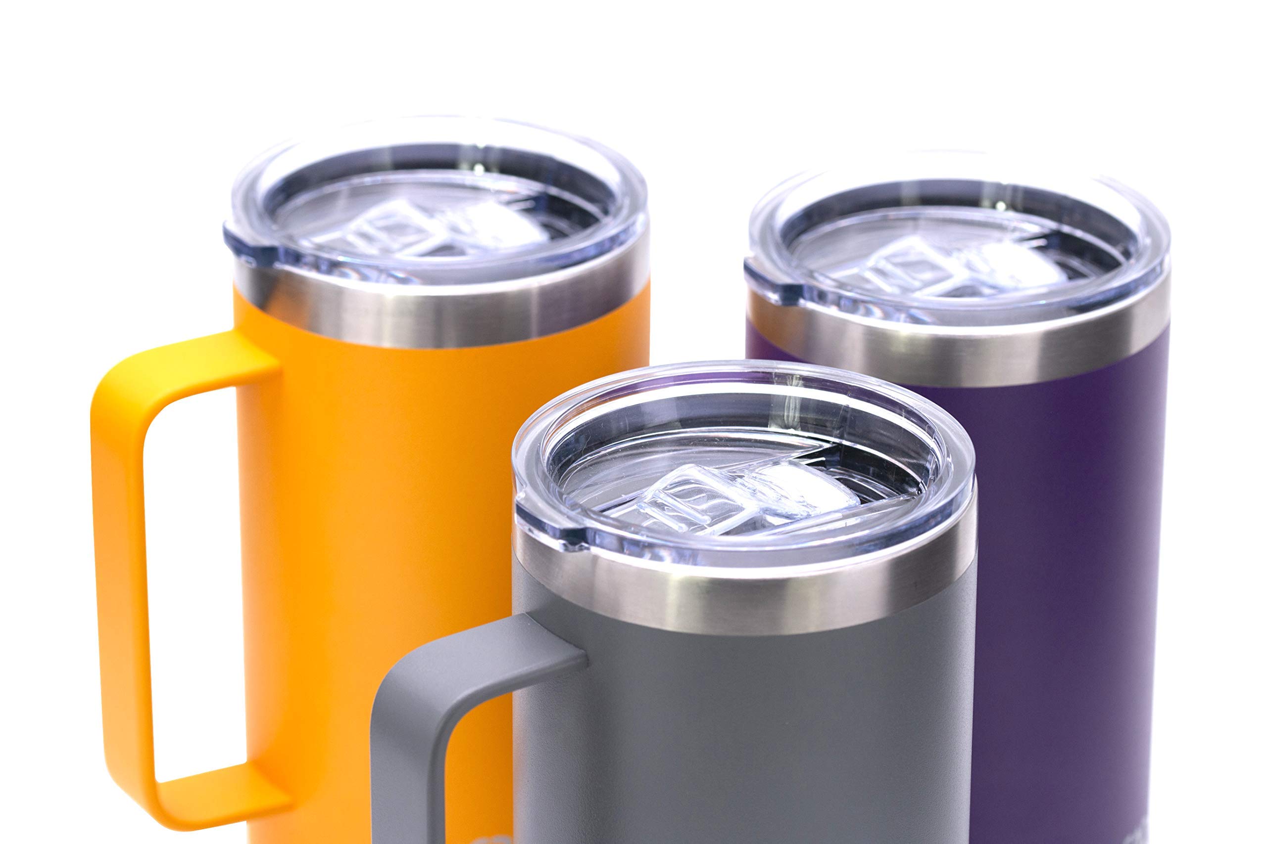Ezprogear Chope à bière en acier inoxydable à double paroi avec poignée et couvercle Motif œillets Rose pailleté 950 ml