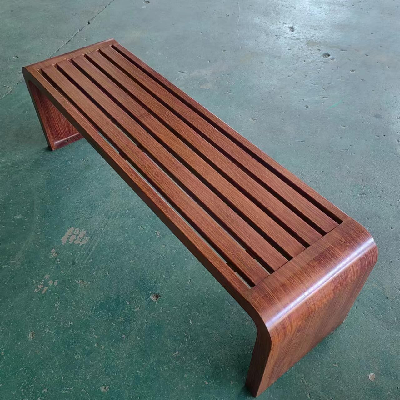 Square Park Chair Multicolor Wood Grain Iron Outdoor Park Chair Metal Integral Leisure Seat Outdoor Bench (C, 150x40x45cm)