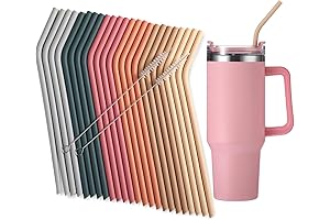 AllyOoly Silicone Reusable Drinking Straws