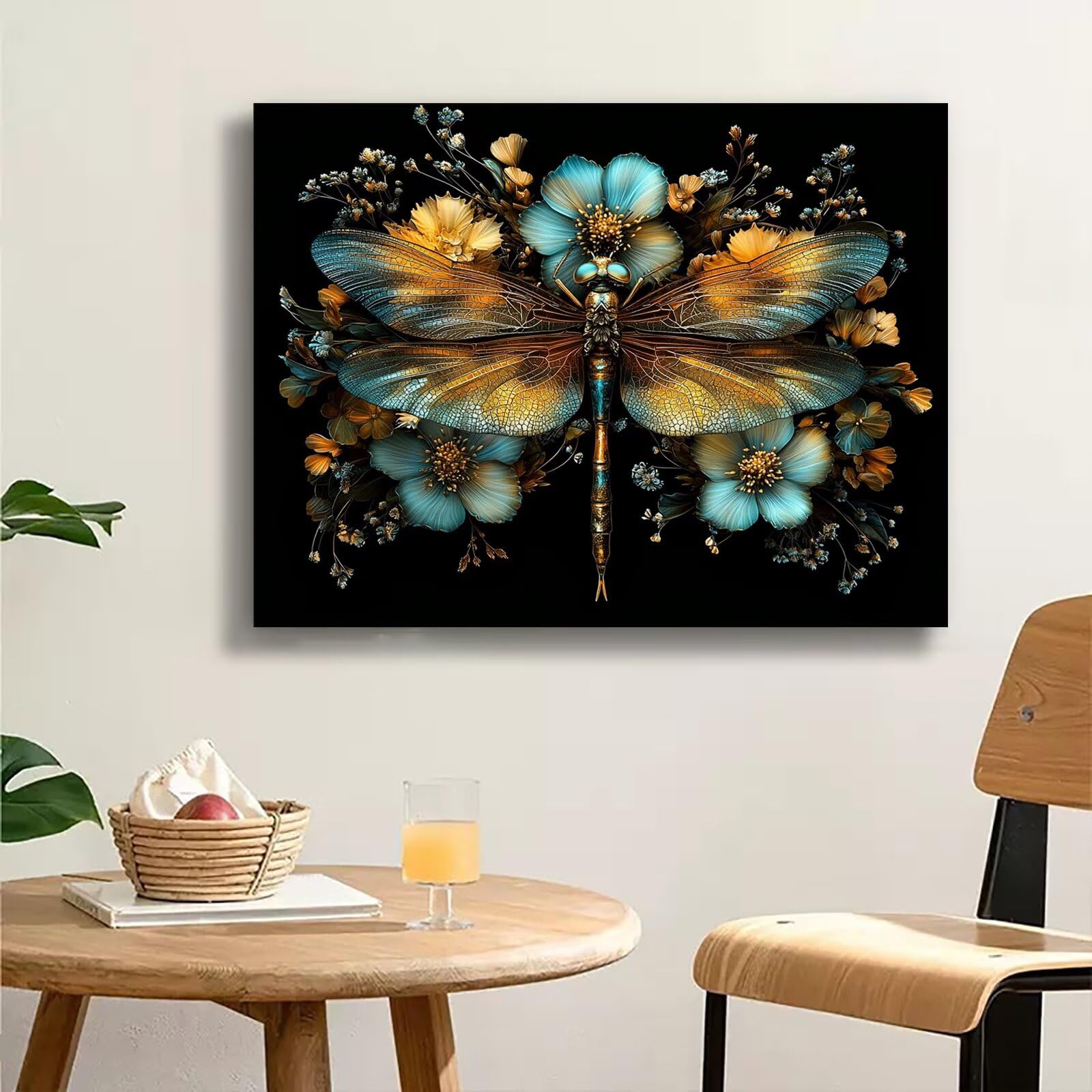 Dipingere con i Numeri Adulti fiore libellula, Quadri da Dipingere Numerati Fai Da Te per Principianti e Adultis, Olio Pittura di Numeri Kit, Hobby Creativi Adulti, Decorazioni Casa 90x120cm Q3S-366