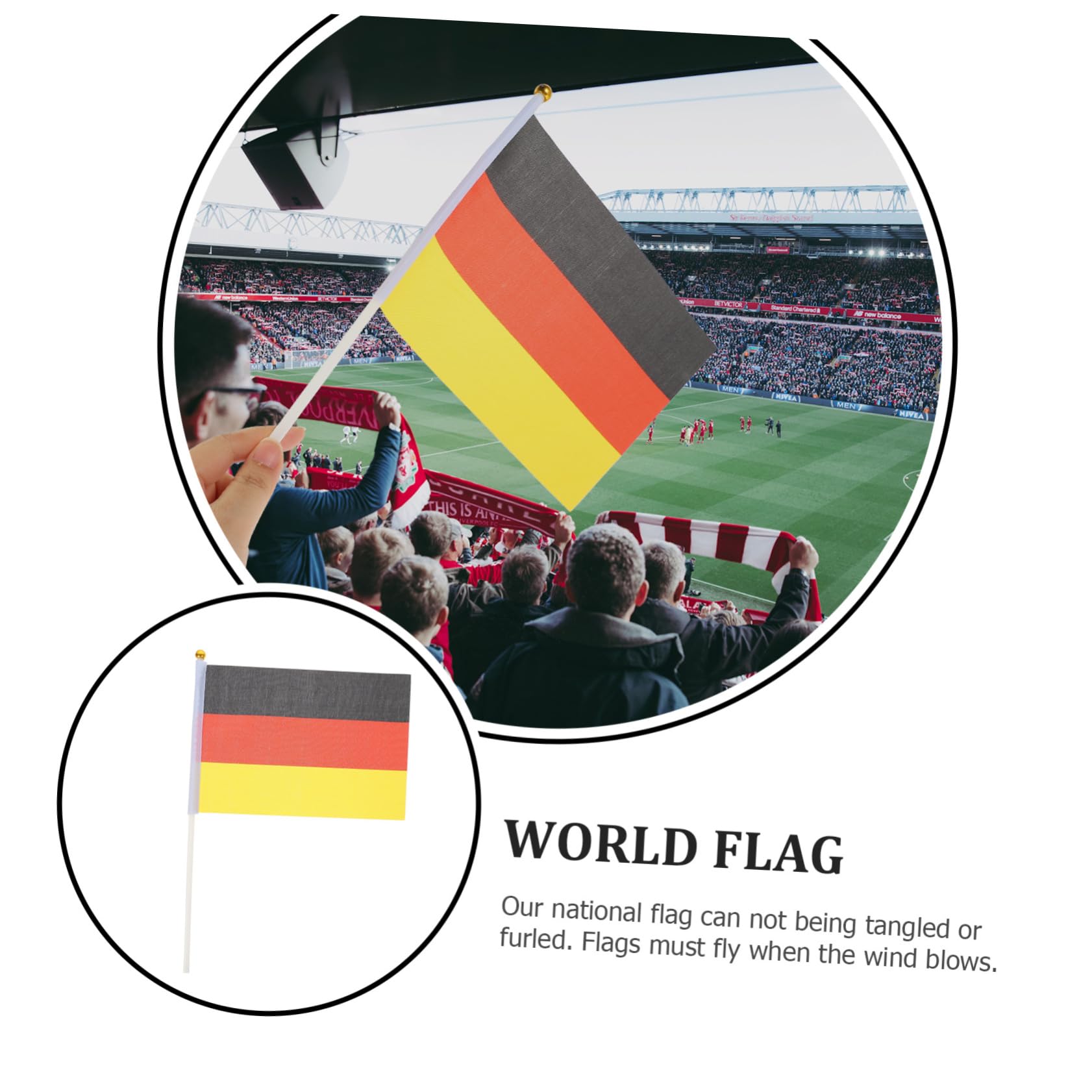 VANZACK 250piezas Banderines De Fútbol Con Palillo Banderas De Animación Portátiles Para Deportivos Reutilizables y Ligeras Para Celebraciones y Partidos