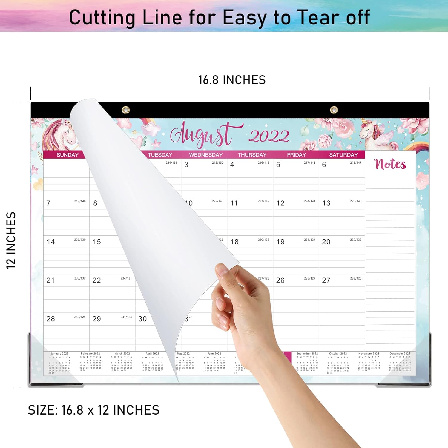 2022 Desk Calendar - Desk Calendar 2022 with Notes Content & Julian Date, January 2022 - December 2022, 16.8" x 12", Thick paper with Six Different Patterns : Office Products